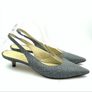 Clorinda Antinori the Rosie heels 39.5 9.5 blue cream crackle slingback kitten